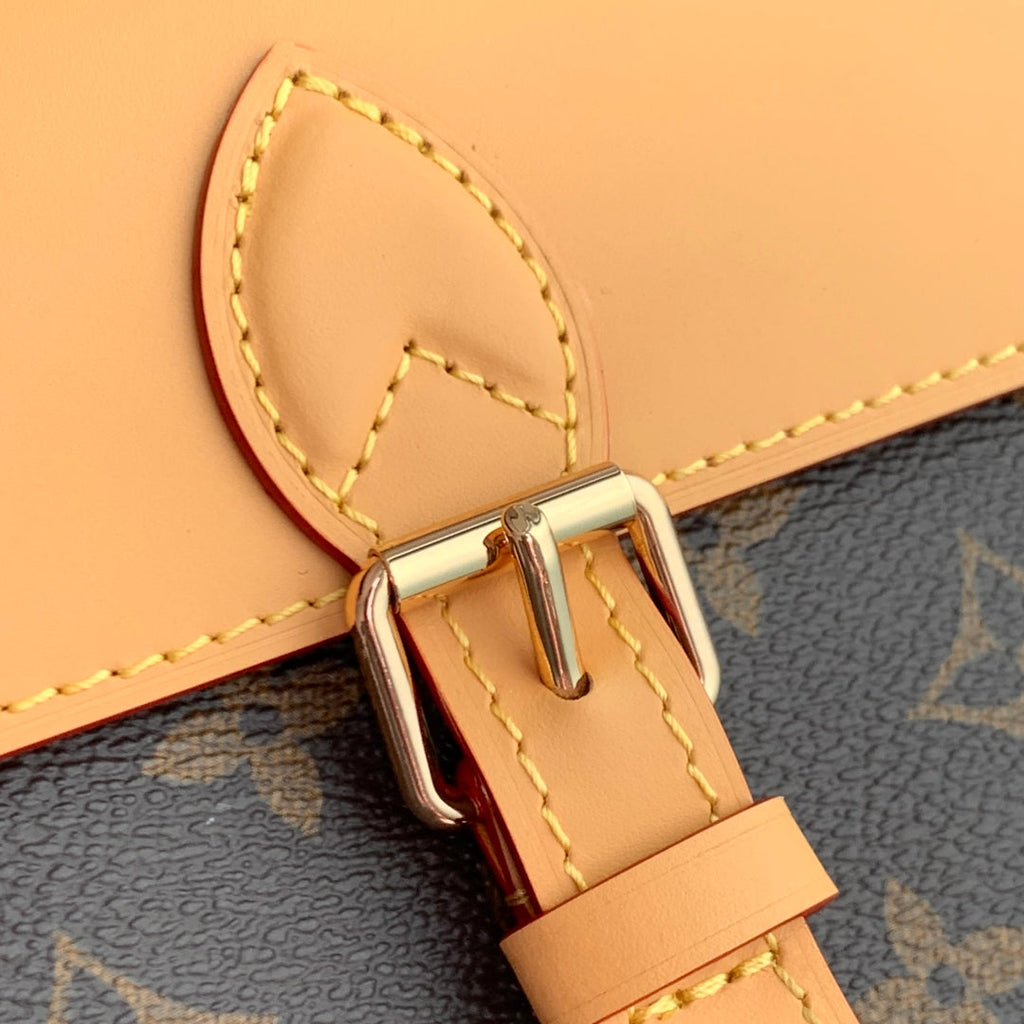 SOHO MINI 23 IN BROWN MONOGRAM COATED CANVAS AND CALFSKIN