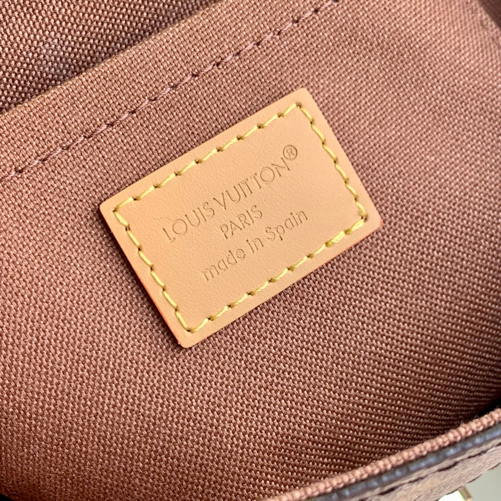 SOHO MINI 23 IN BROWN MONOGRAM COATED CANVAS AND CALFSKIN