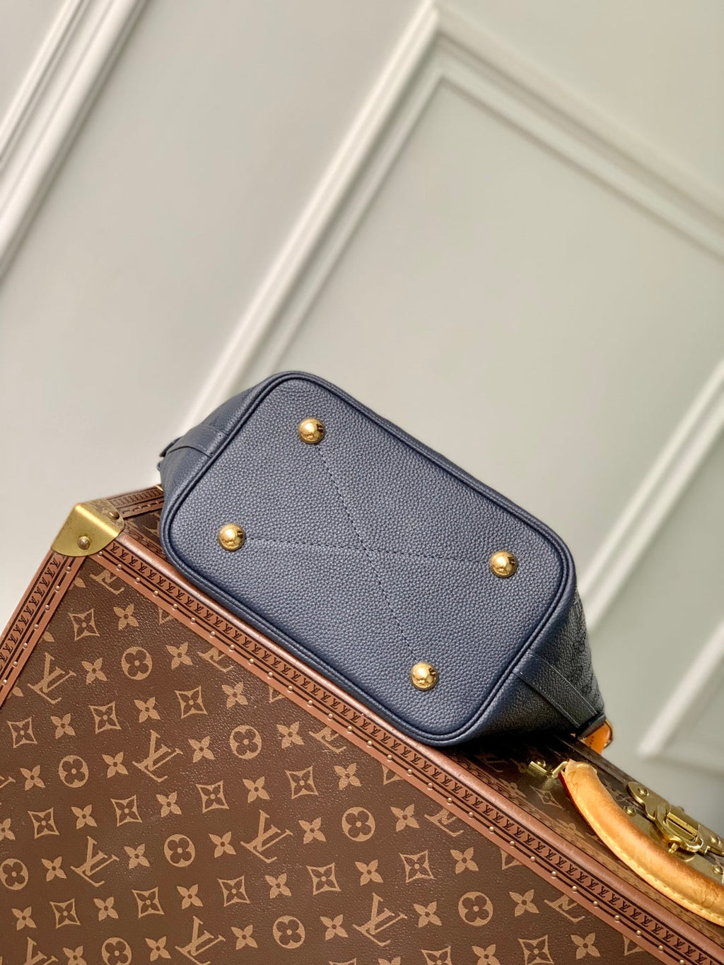 BLOSSOM PM 20 IN DARK BLUE MONOGRAM PERFORATED CALFSKIN