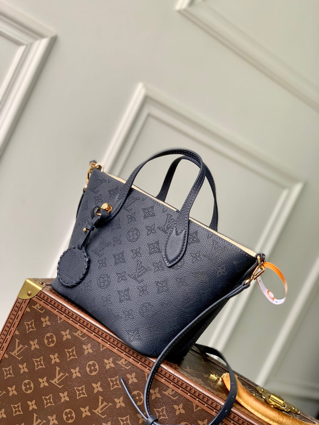 BLOSSOM PM 20 IN DARK BLUE MONOGRAM PERFORATED CALFSKIN