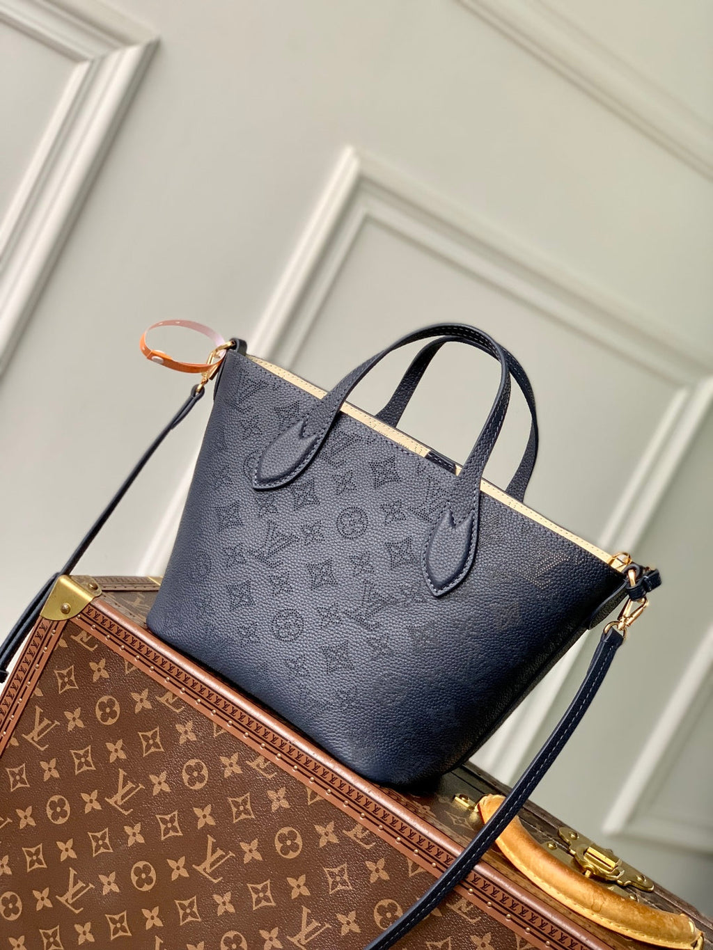 BLOSSOM PM 20 IN DARK BLUE MONOGRAM PERFORATED CALFSKIN