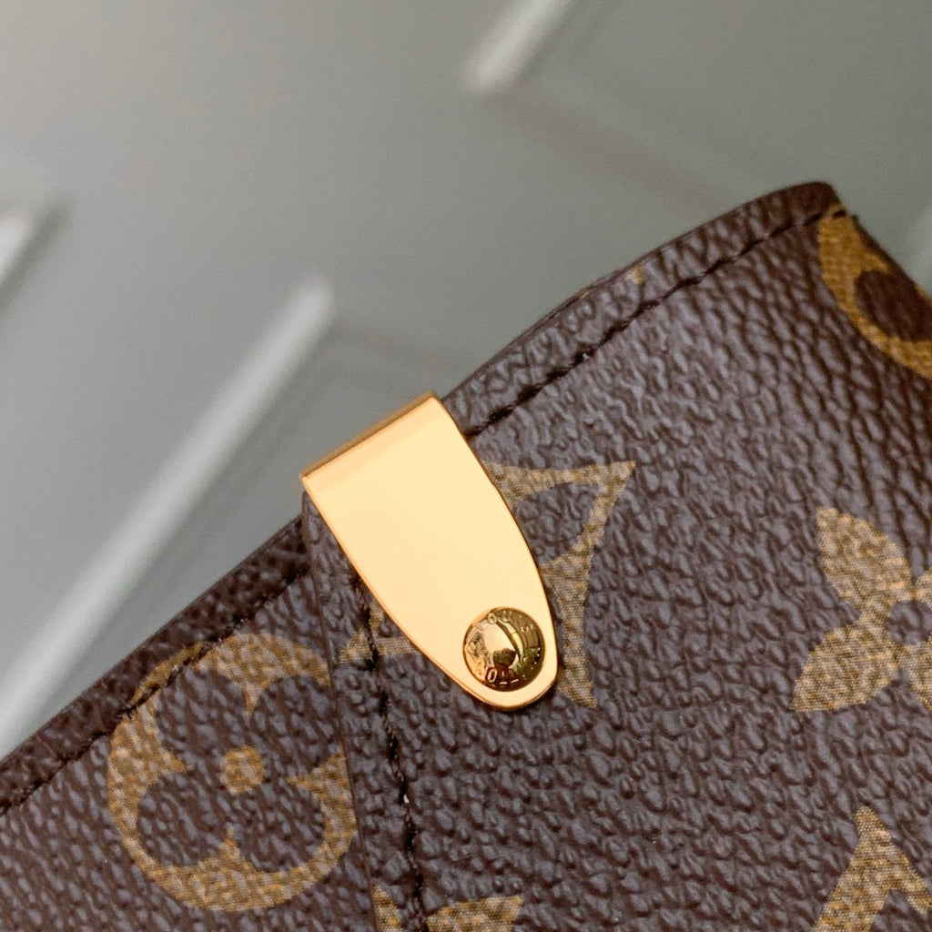 PHONE POUCH 17.5 IN BROWN MONOGRAM COATED CANVAS AND CALFSKIN