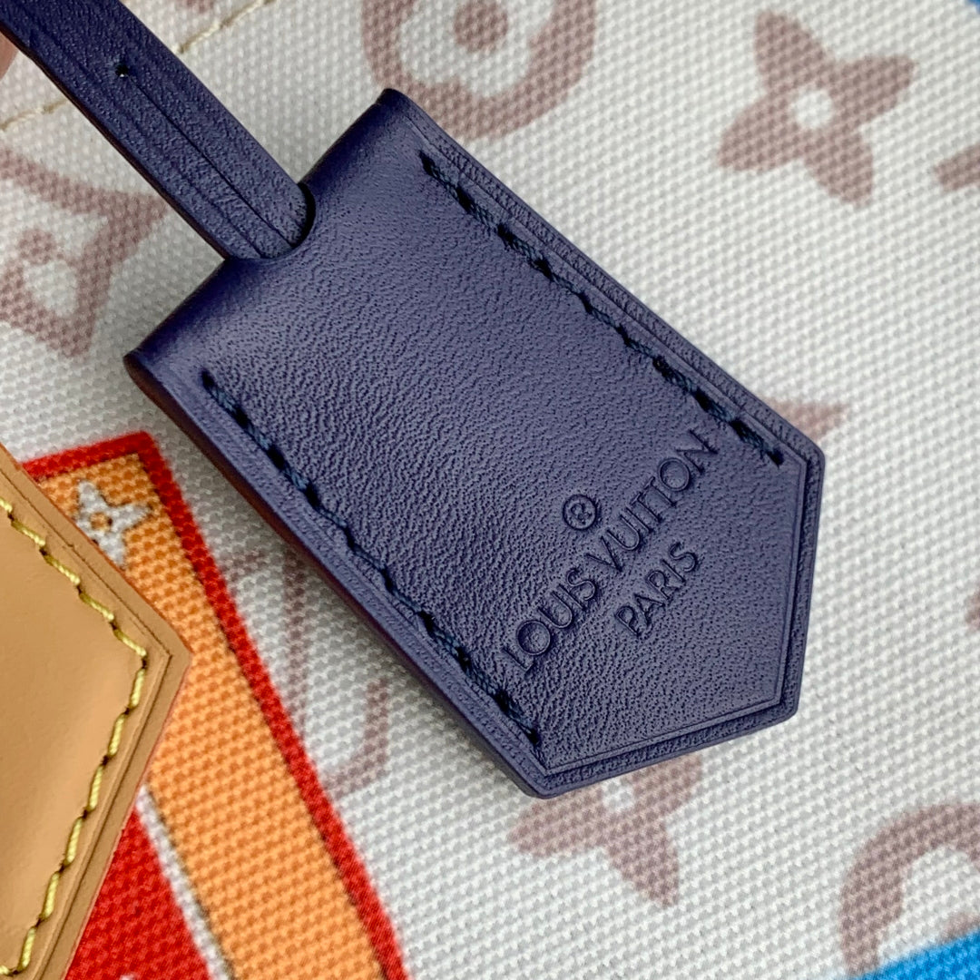 SPEEDY SOFT 30 IN WHITE MONOGRAM DUNE CANVAS AND CALFSKIN