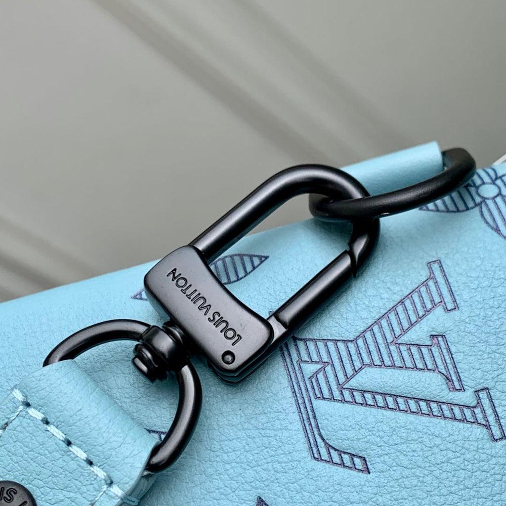 POCHETTE TO GO 30 IN SKY BLUE MONOGRAM SHADOW CALFSKIN EMBOSSED LOGO