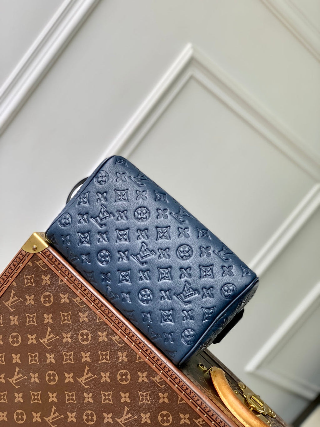 DOPP KIT 28 IN DARK BLUE MONOGRAM SHADOW CALFSKIN