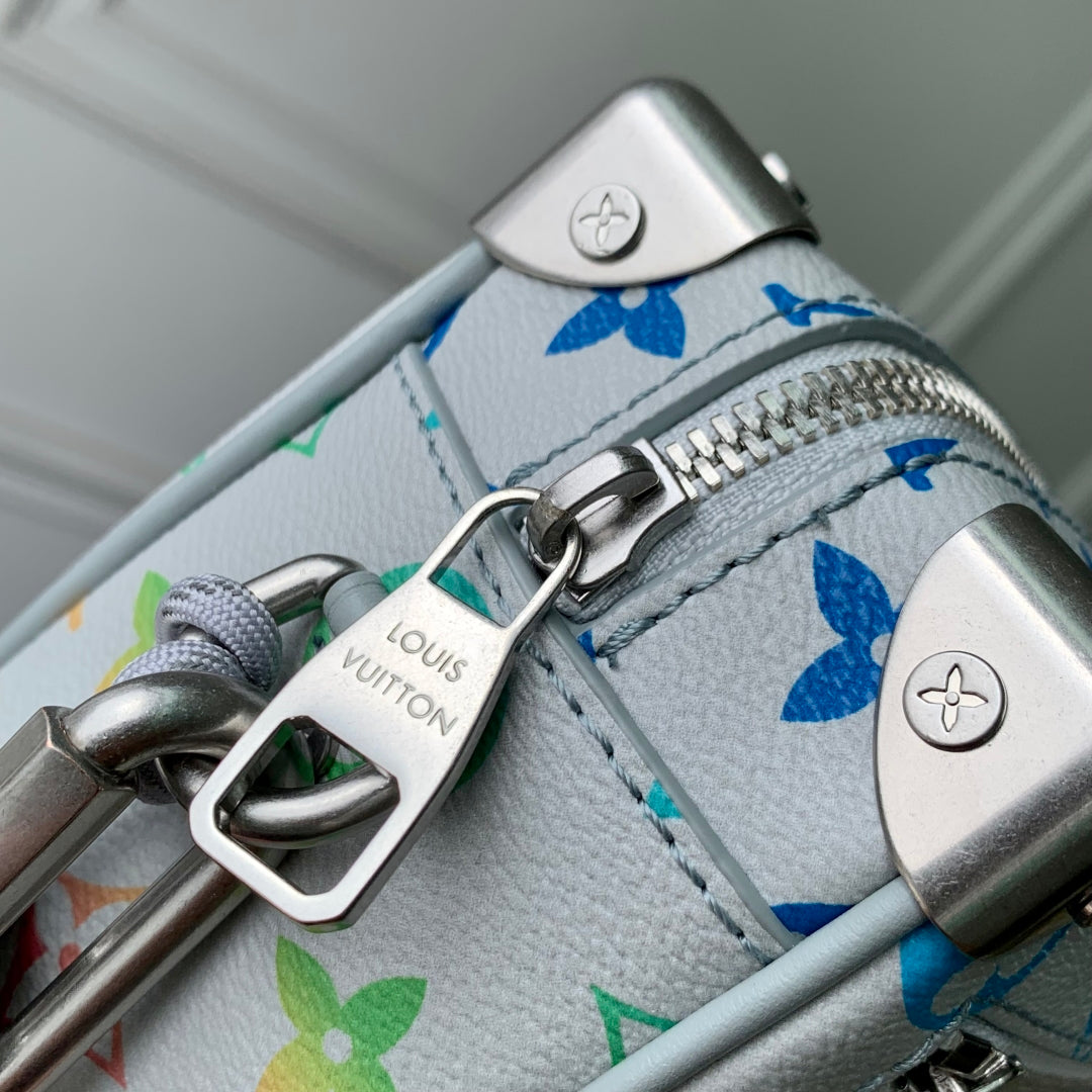 MINI SOFT TRUNK 18.5 IN GREY MONOGRAM ECLIPSE CANVAS MULTICOLOR GRADIANT LOGO