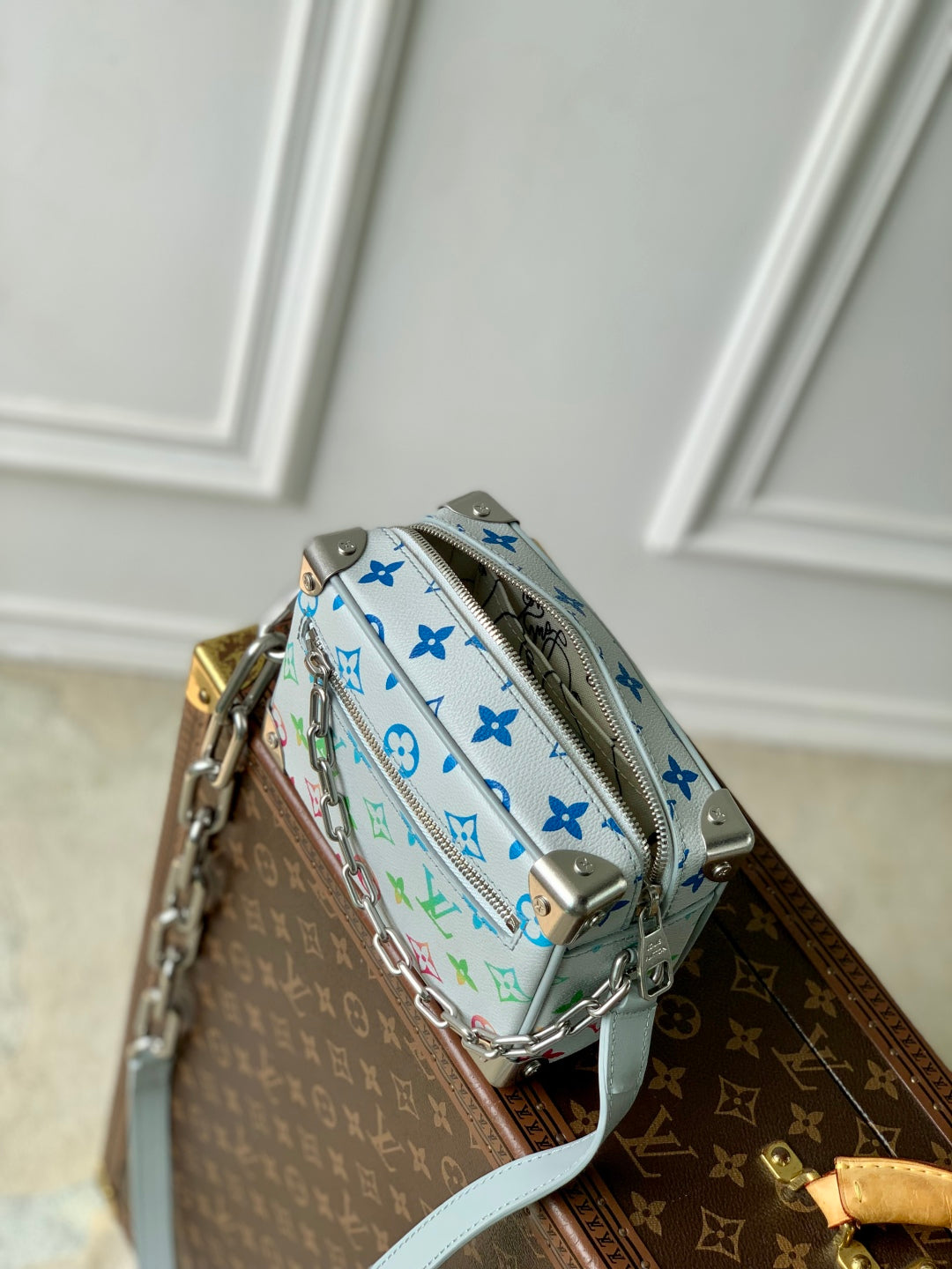 MINI SOFT TRUNK 18.5 IN GREY MONOGRAM ECLIPSE CANVAS MULTICOLOR GRADIANT LOGO