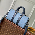 KEEPALL BANDOULIÈRE 25 INSKY BLUE MONOGRAM HERITAGE CANVAS DARK BLUE CALFSKIN