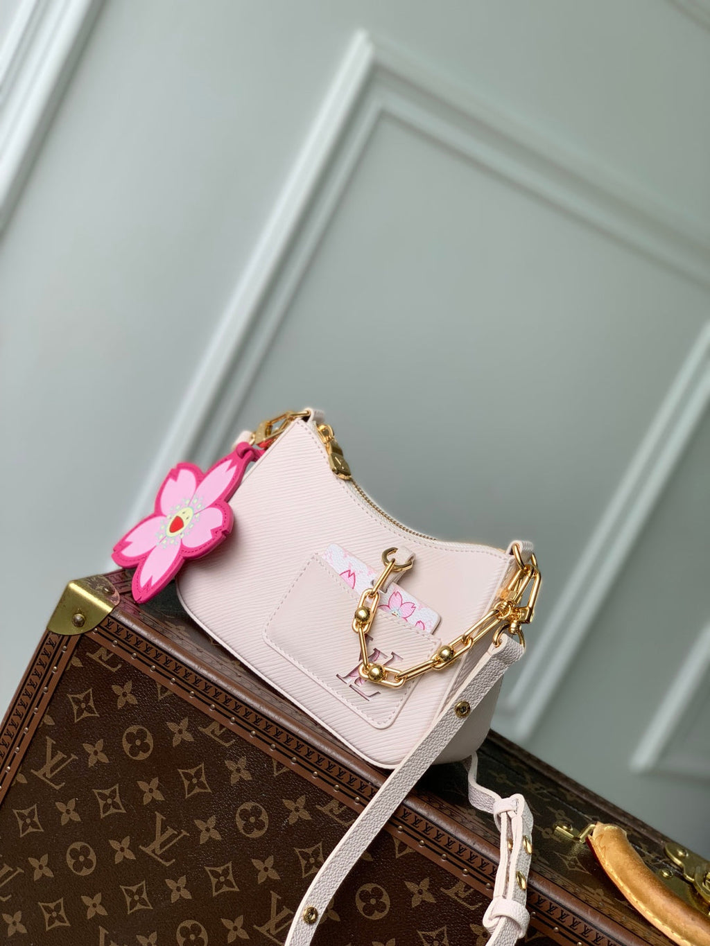 MARELLINI LV X TM 19 IN PINK CHEEKY CHERRY BLOSSOM EPI CALFSKIN