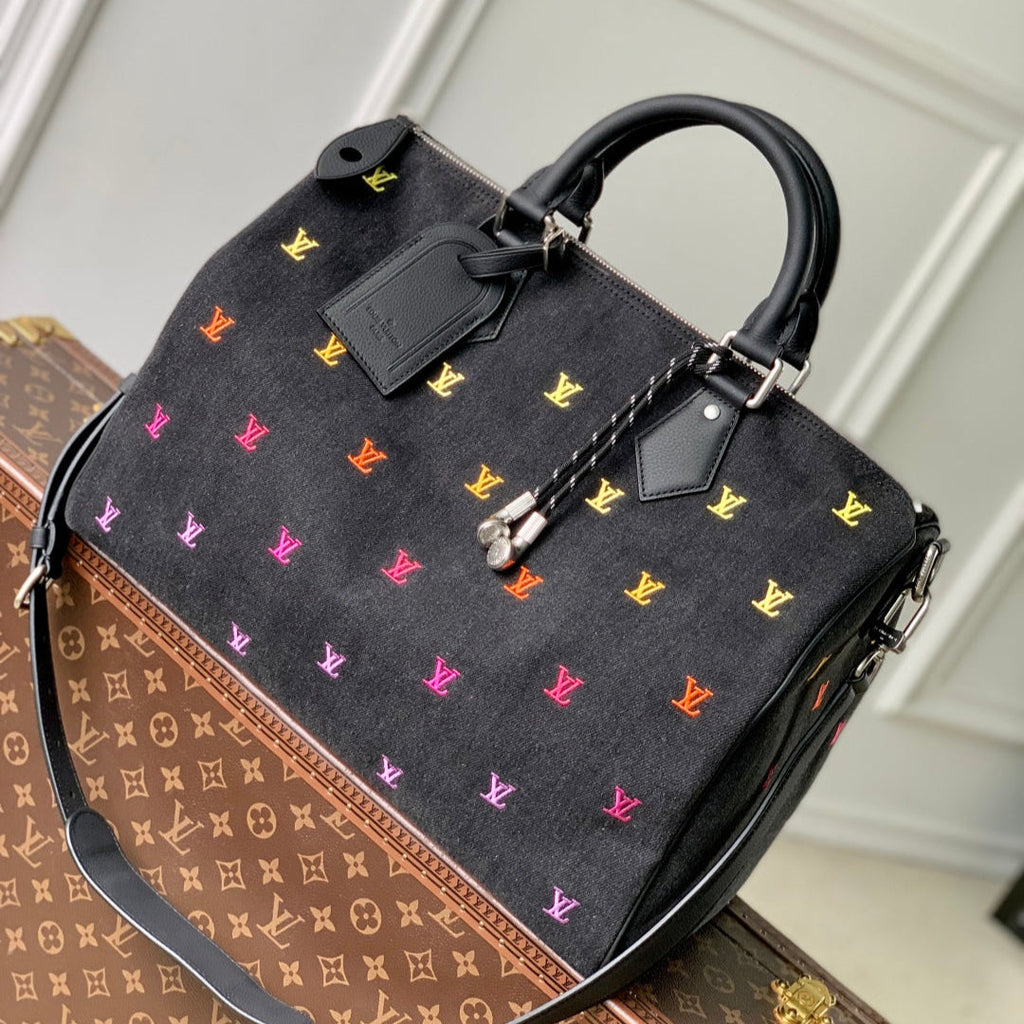 SPEEDY BANDOULIÈRE IB BLACK BLASON DENIM GRADIENT ORANGE LOGO