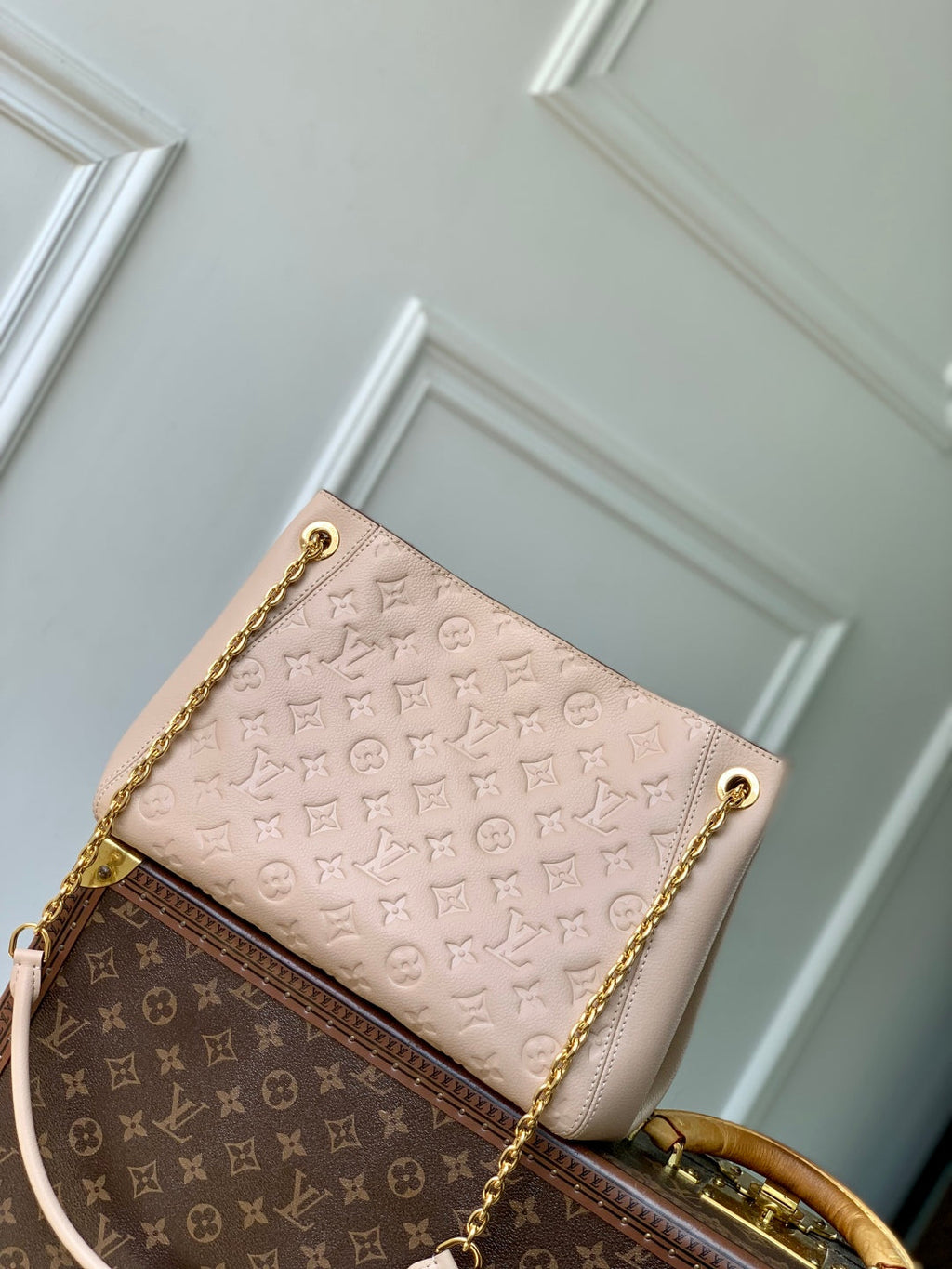 ANYTIME PM 34 IN NUDE PINK MONOGRAM EMPREINTE CALFSKIN