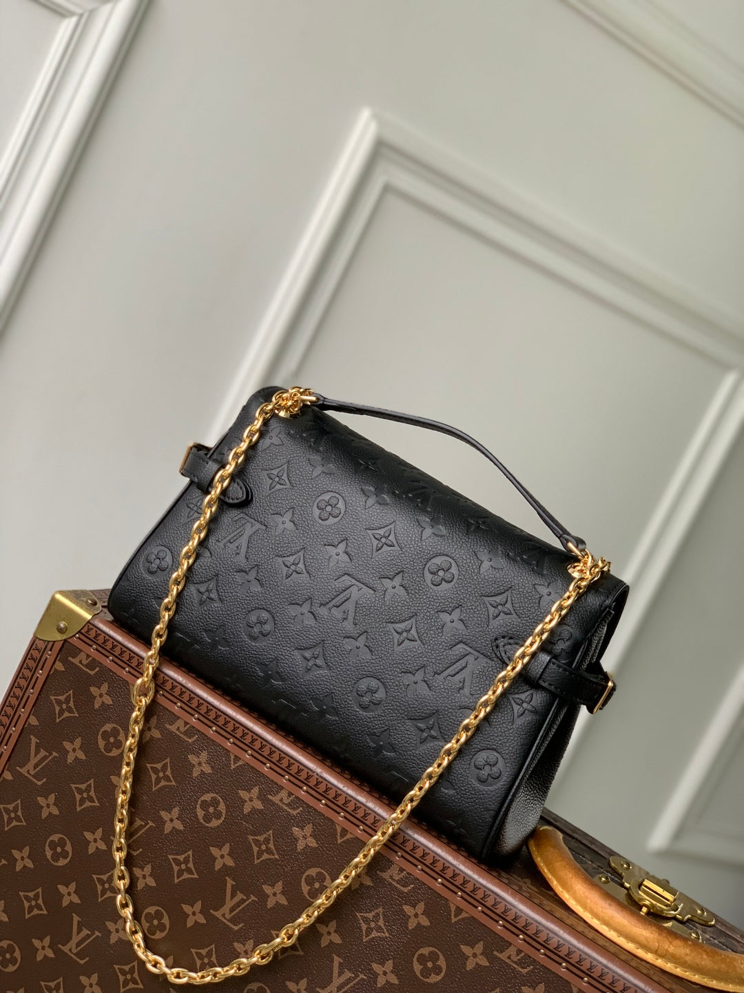ANYTIME FLAP BAG 29.5 IN BLACK MONOGRAM CALFSKIN