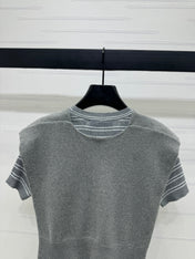 MIU 25S SHORT SLEEVE STRIPED KNITTED CAPE 264139