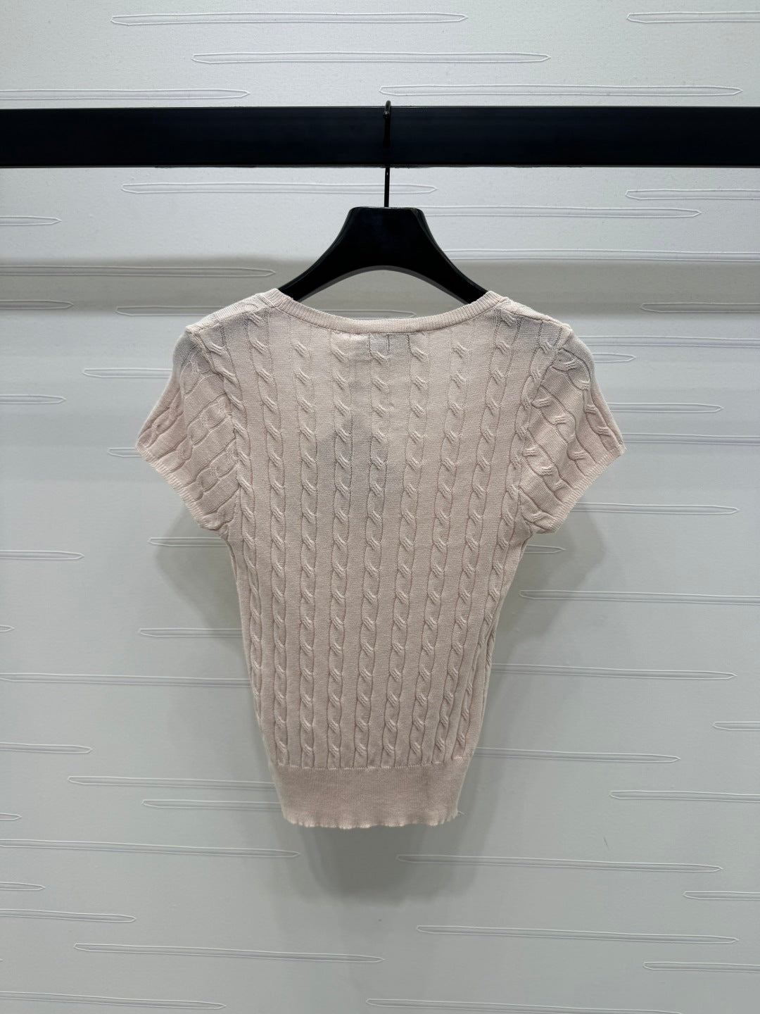 MIUMIU U-NECK KNITTED SHORT-SLEEVE TOP PINK 274947