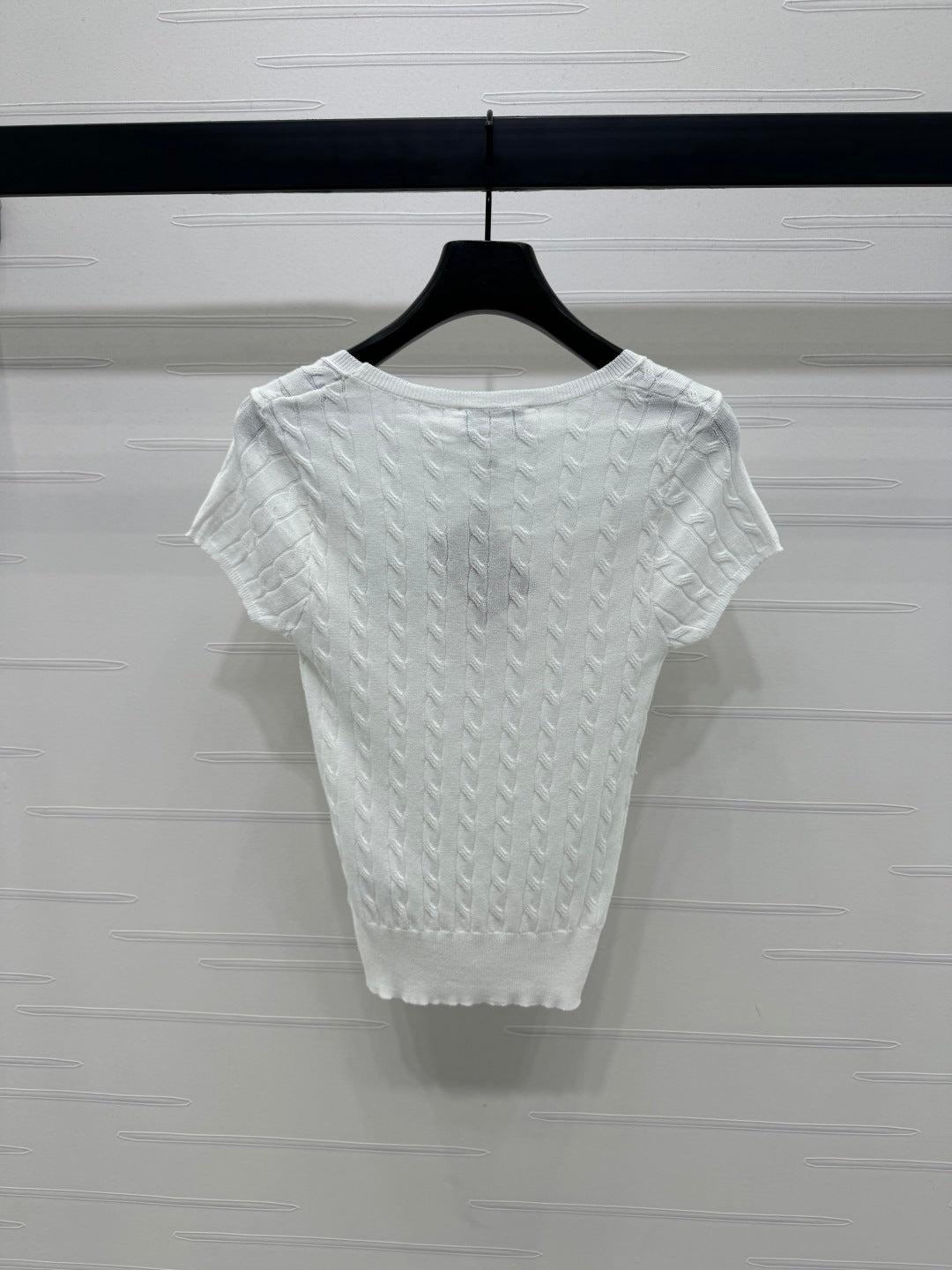 MIUMIU U-NECK KNITTED SHORT-SLEEVE TOP WHITE 274946