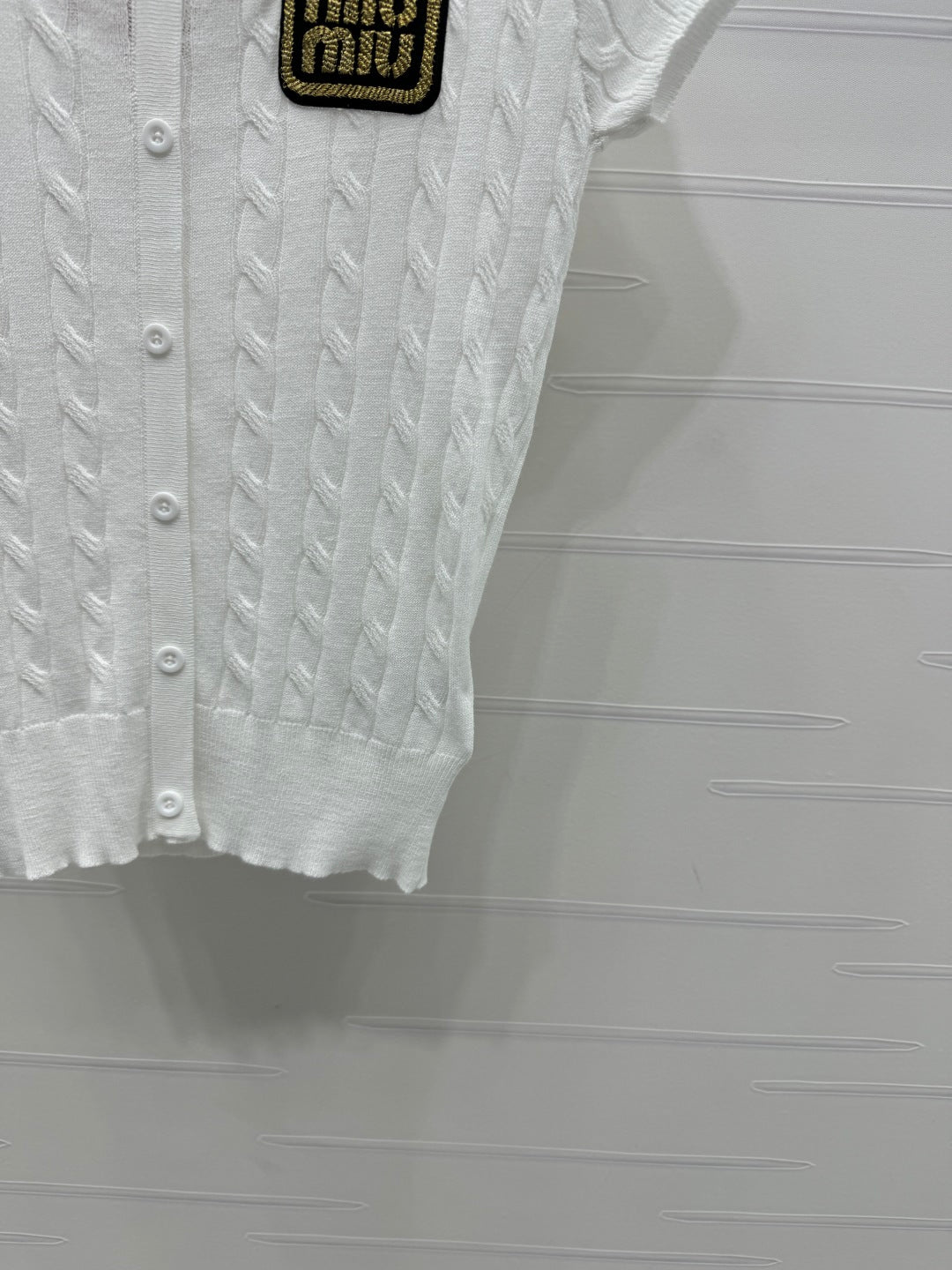 MIUMIU U-NECK KNITTED SHORT-SLEEVE TOP WHITE 274946