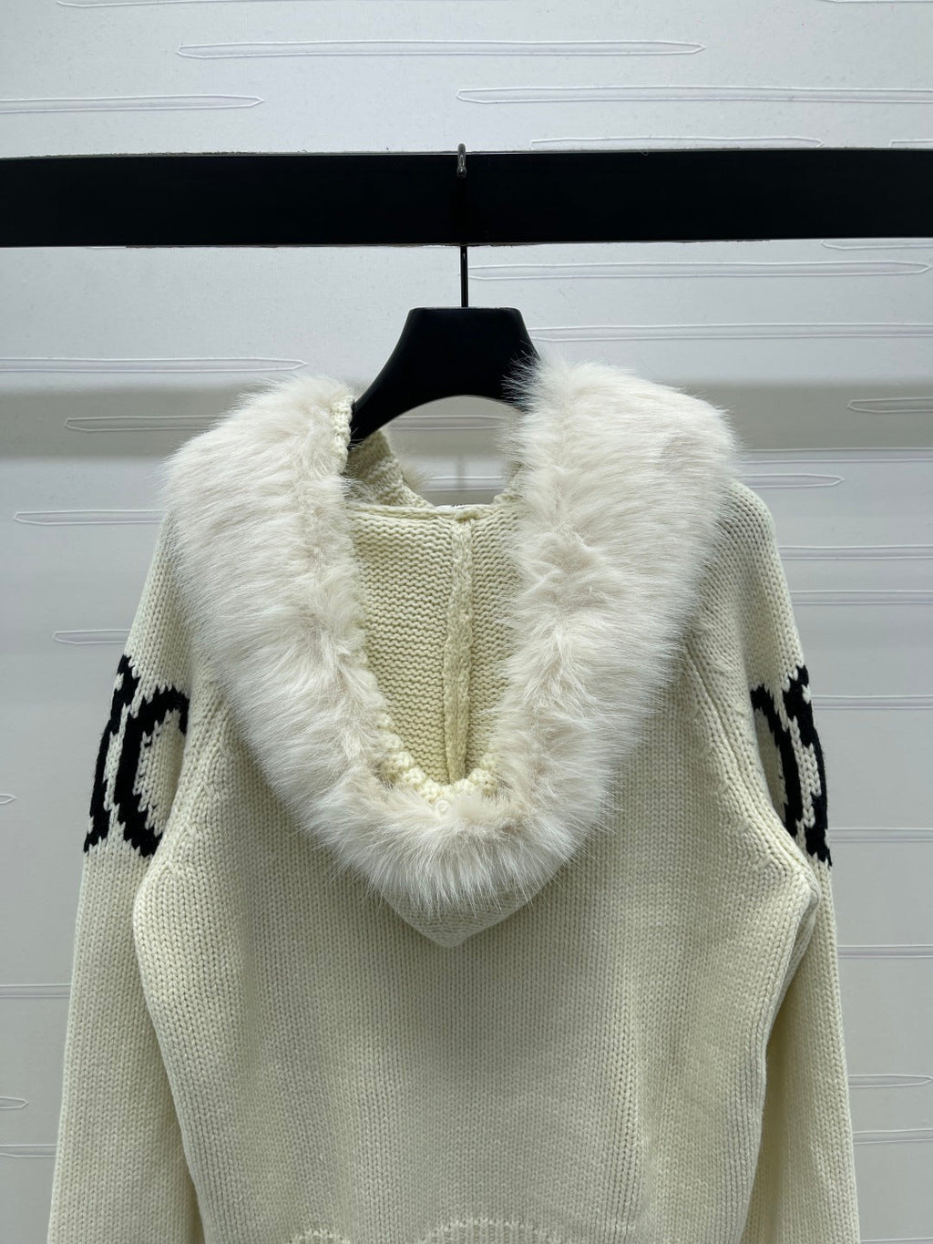 CELINE 25S HOODED CARDIGAN WITH FUR TRIM 0089