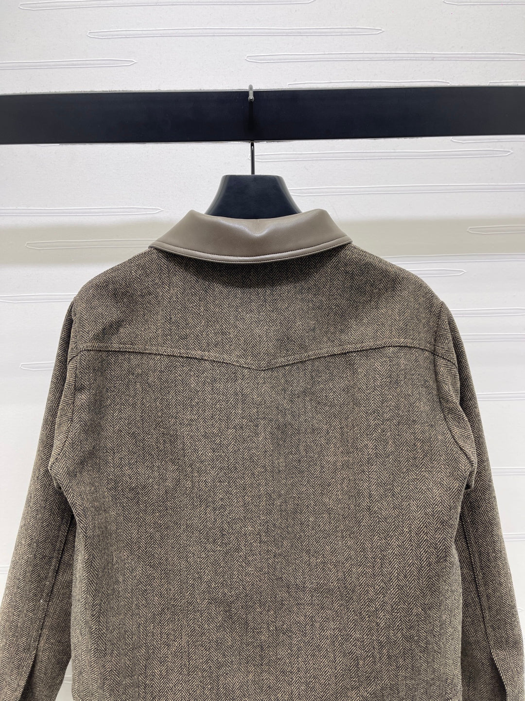 CELINE 25S PU LEATHER JACKET WITH LAPEL TRIM 0032