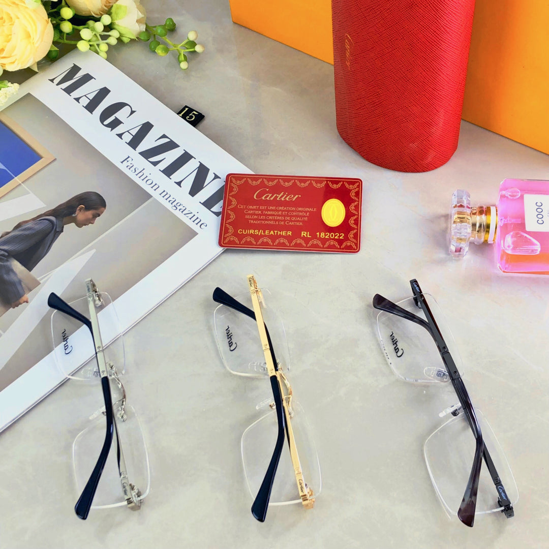 PANTHÈRE RIMLESS RECTANGULAR FRAME SUNGLASSES 573230 IN METAL