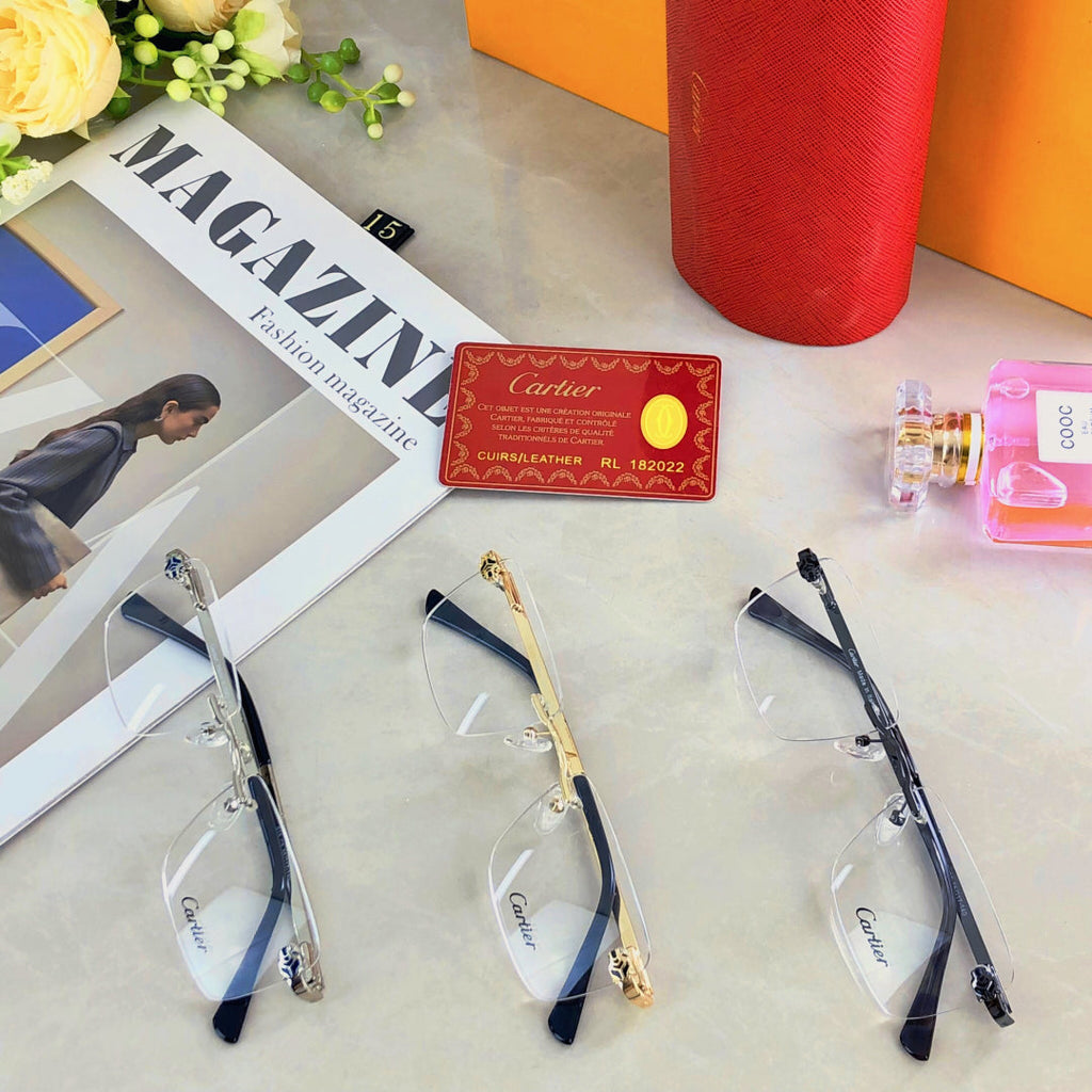 PANTHÈRE RIMLESS RECTANGULAR FRAME SUNGLASSES 573230 IN METAL