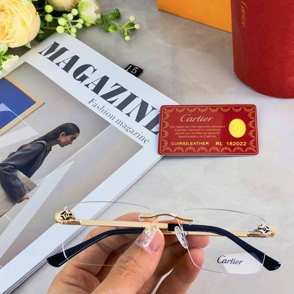 PANTHÈRE RIMLESS RECTANGULAR FRAME SUNGLASSES 573230 IN METAL