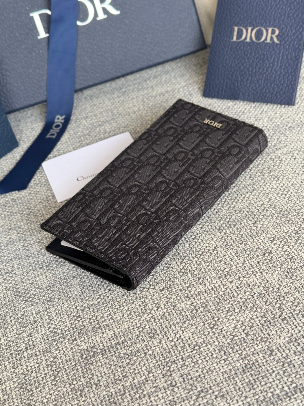 VERTICAL LONG WALLET 19 IN BLACK MONOGRAM OBLIQUE JACQUARD