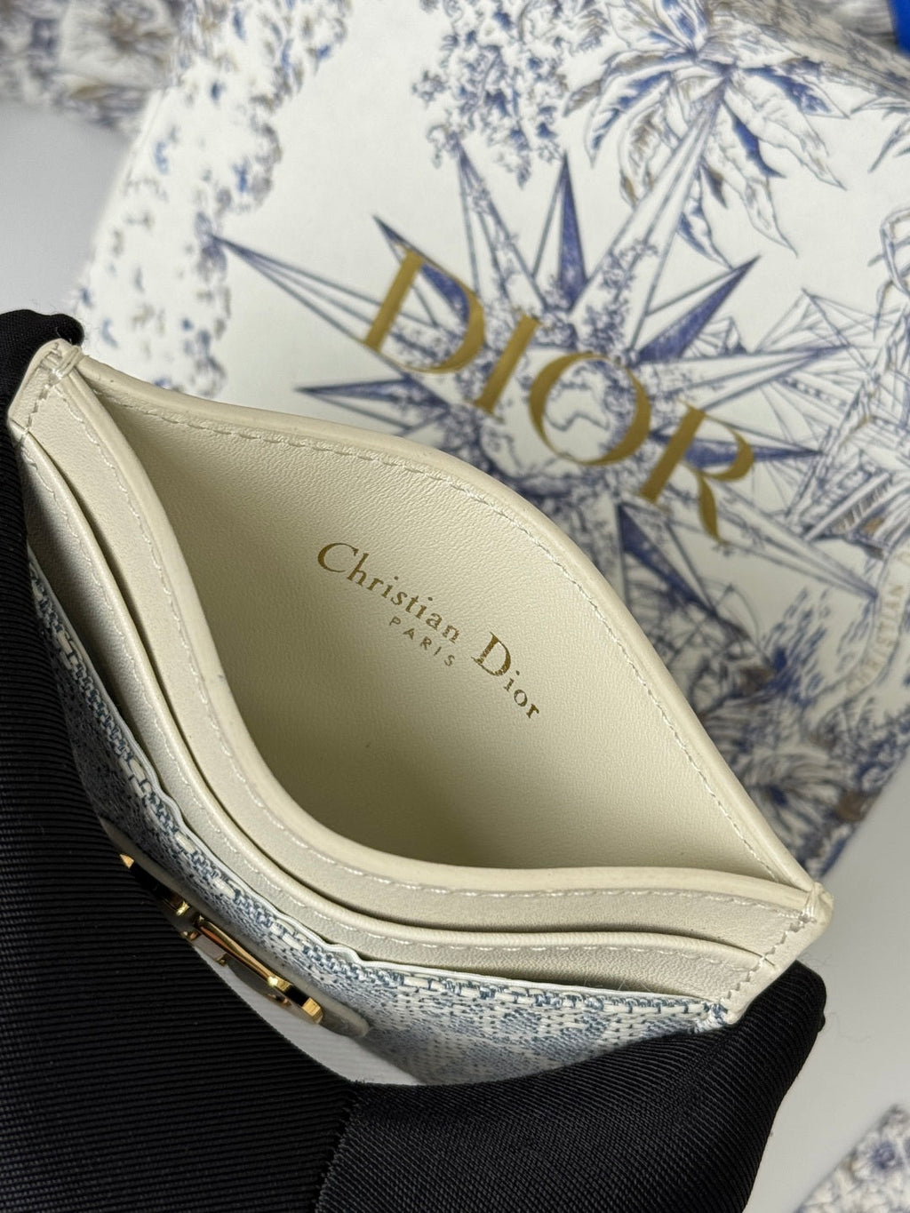 DIOR 25S 30 MONTAIGNE CARD HOLDER 10 IN IVORY OBLIQUE JACQUARD CANVAS