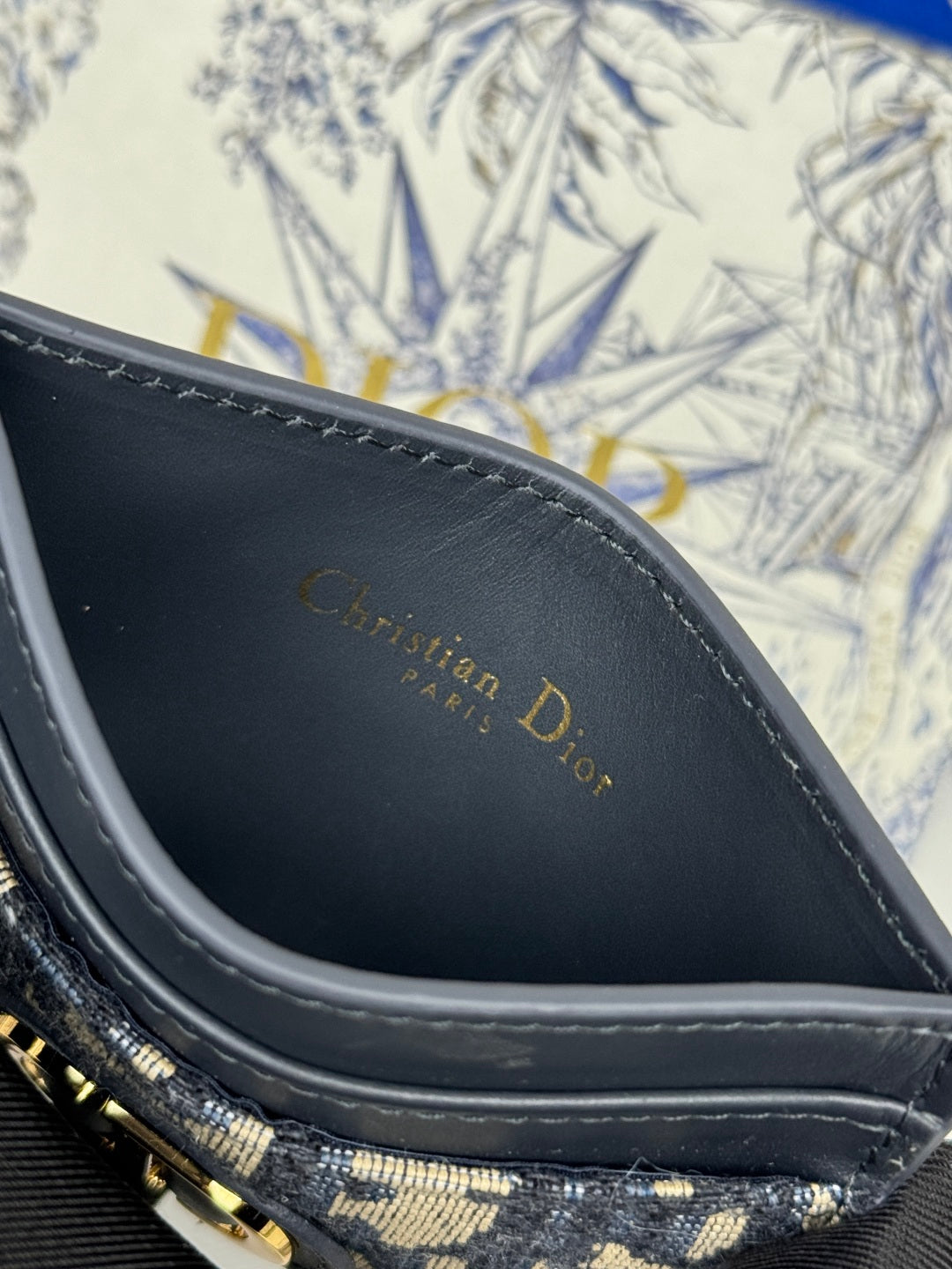 DIOR 25S 30 MONTAIGNE CARD HOLDER 10 IN BLACK OBLIQUE JACQUARD CANVAS