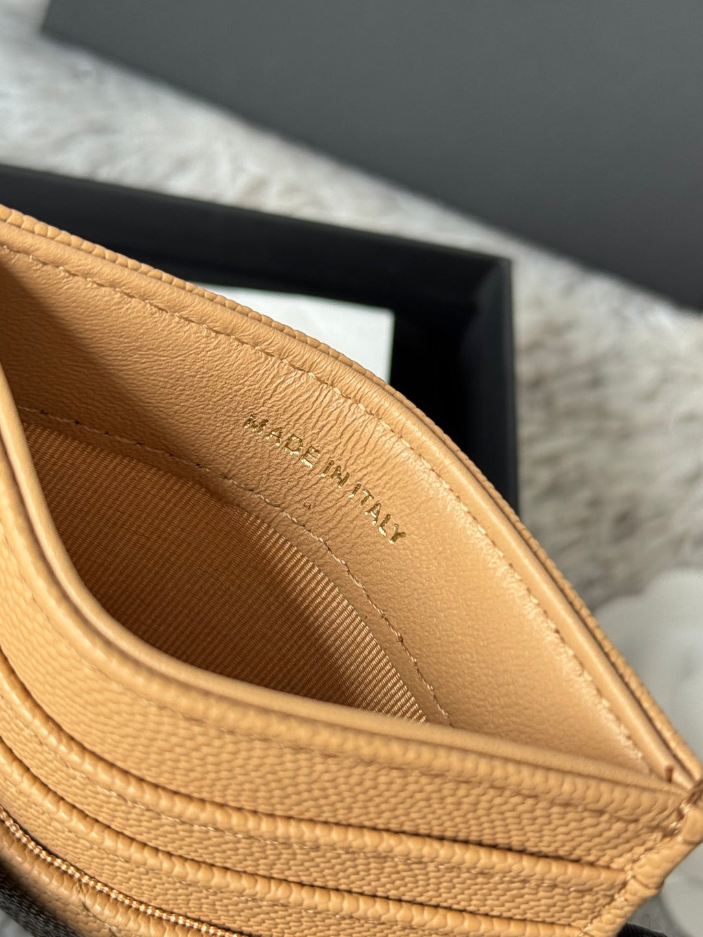 CHANEL 25S CARD HOLDER 11 IN GOLDEN CARAMEL CAVIAR GOLD HARDWARE