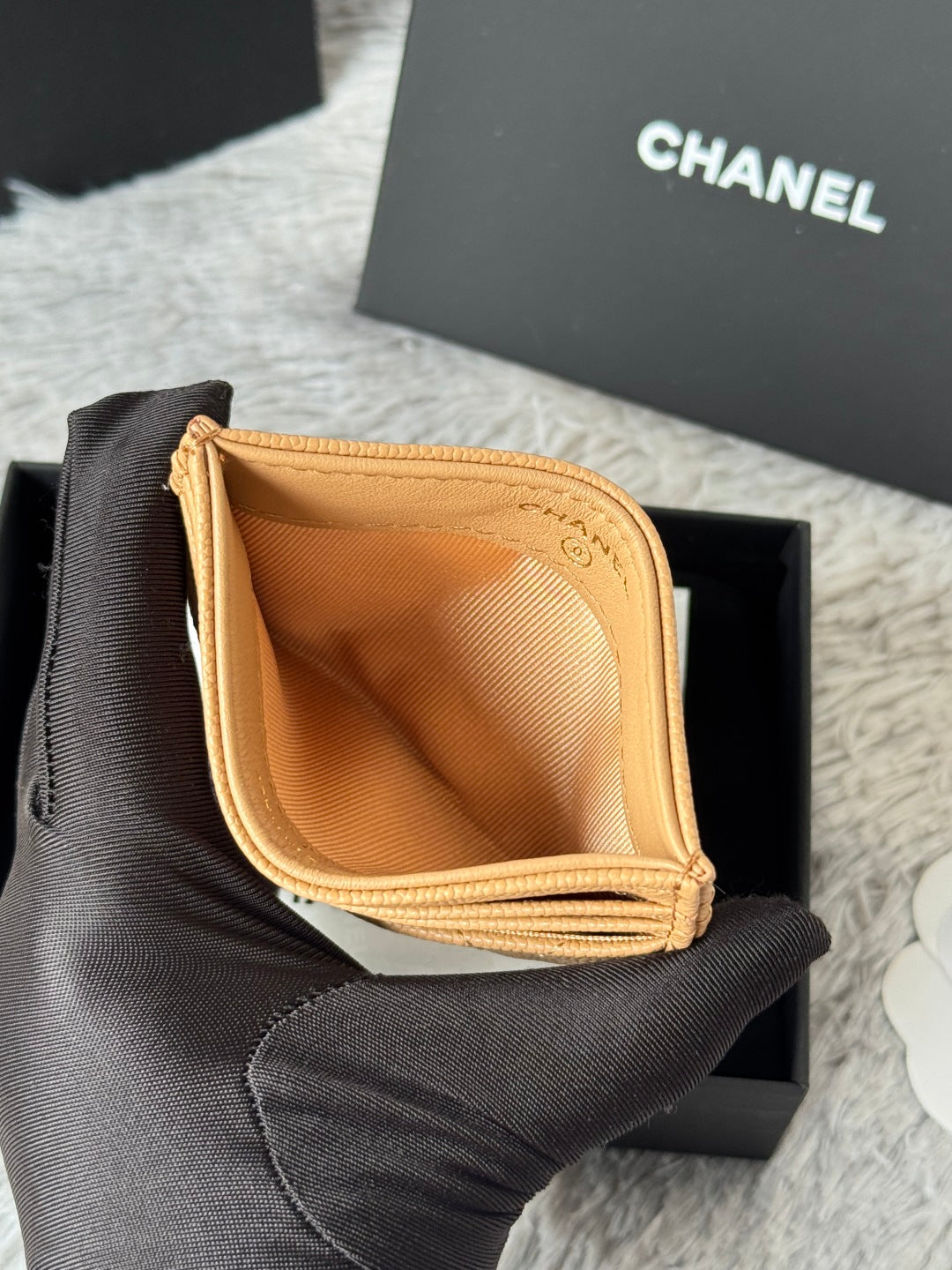 CHANEL 25S CARD HOLDER 11 IN GOLDEN CARAMEL CAVIAR GOLD HARDWARE