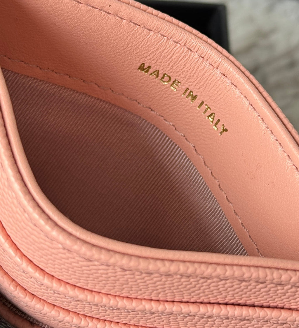 CHANEL 25S CARD HOLDER 11 IN PEACH PINK CAVIAR GOLD HARDWARE