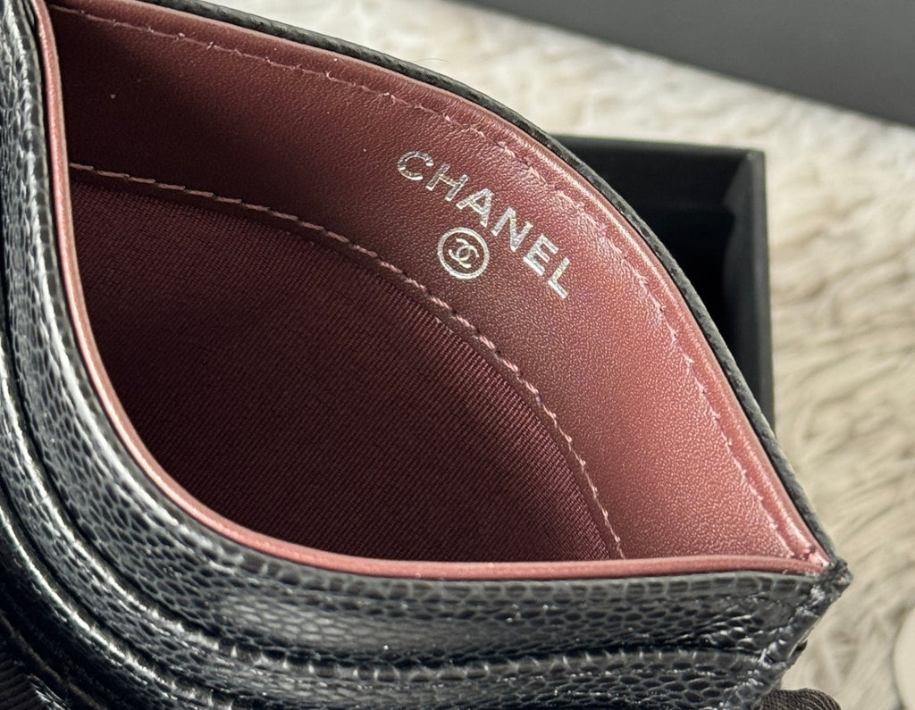 CHANEL 25S CARD HOLDER 11 IN BLACK CAVIAR SILVER HARDWARE