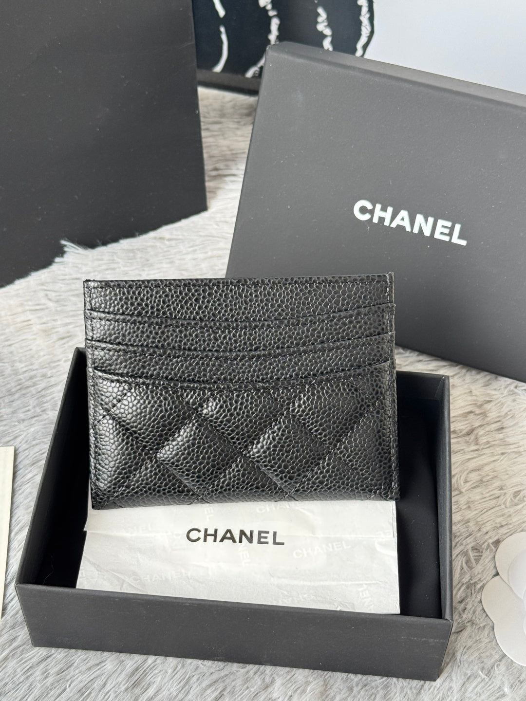 CHANEL 25S CARD HOLDER 11 IN BLACK CAVIAR SILVER HARDWARE