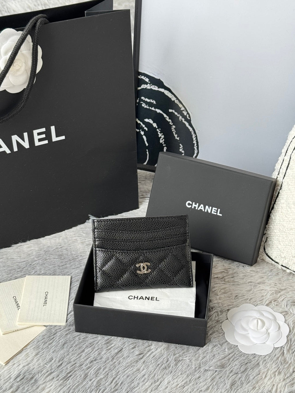 CHANEL 25S CARD HOLDER 11 IN BLACK CAVIAR SILVER HARDWARE