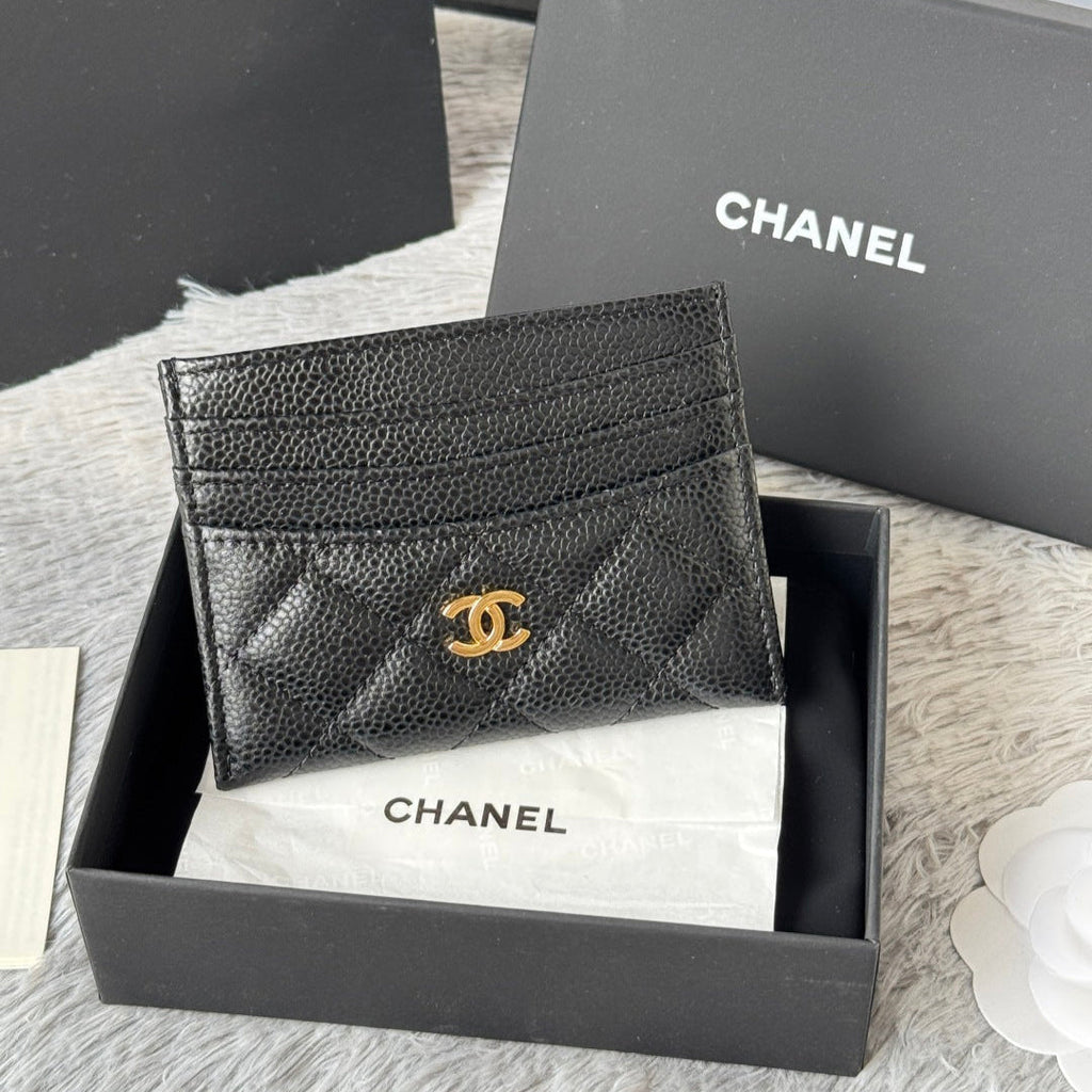 CHANEL 25S CARD HOLDER 11 IN BLACK CAVIAR GOLD HARDWARE