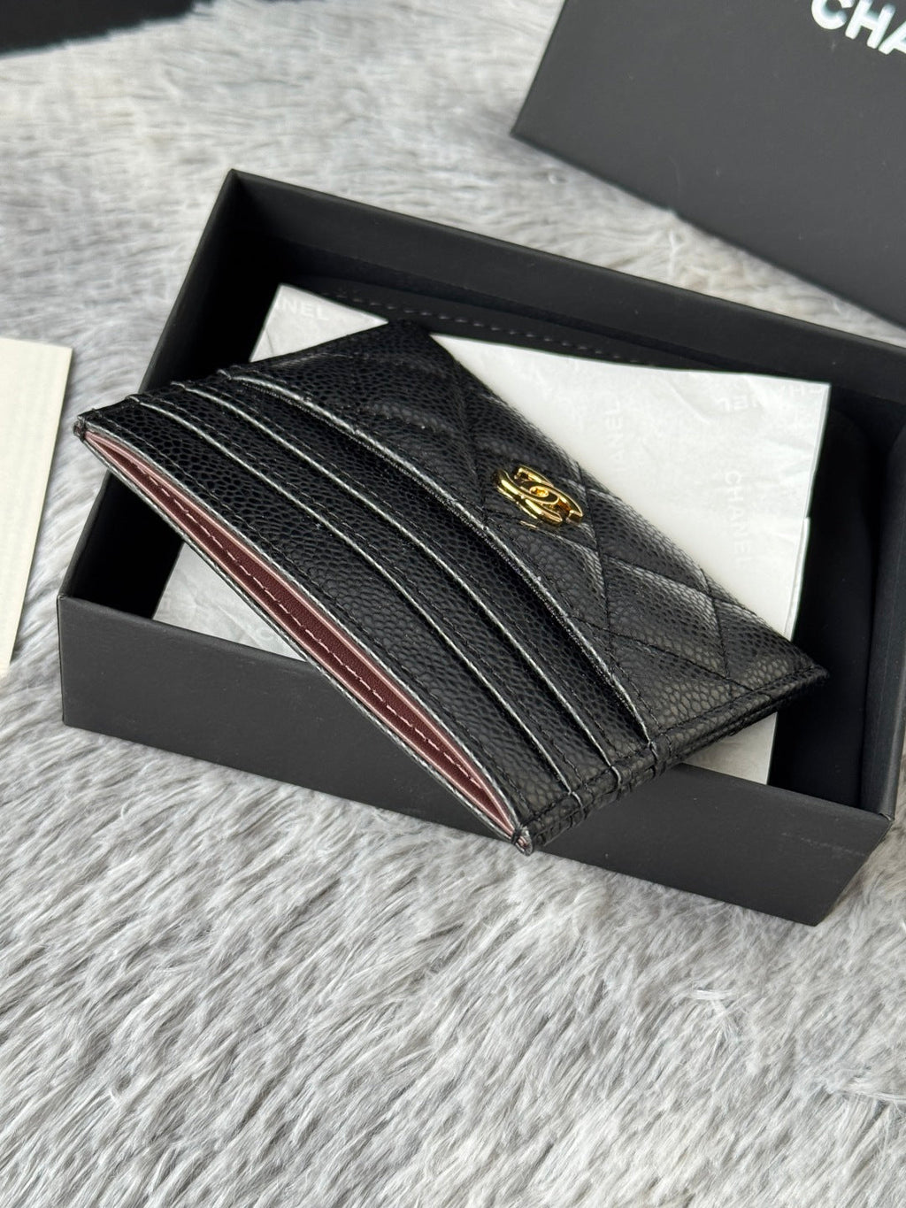 CHANEL 25S CARD HOLDER 11 IN BLACK CAVIAR GOLD HARDWARE