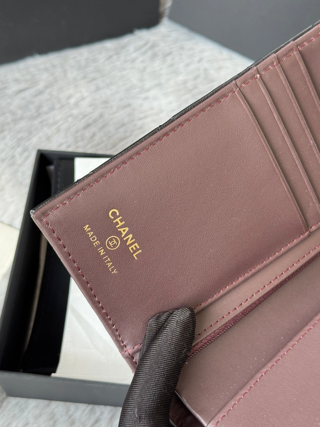 CHANEL 25S MULTI PURPOSE PASSPORT WALLET 15 IN BLACK LAMBSKIN GOLD HARDWARE