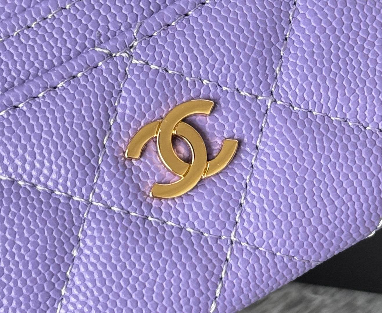 CHANEL 25S CARD HOLDER 11 IN LAVENDER PURPLE CAVIAR GOLD HARDWARE