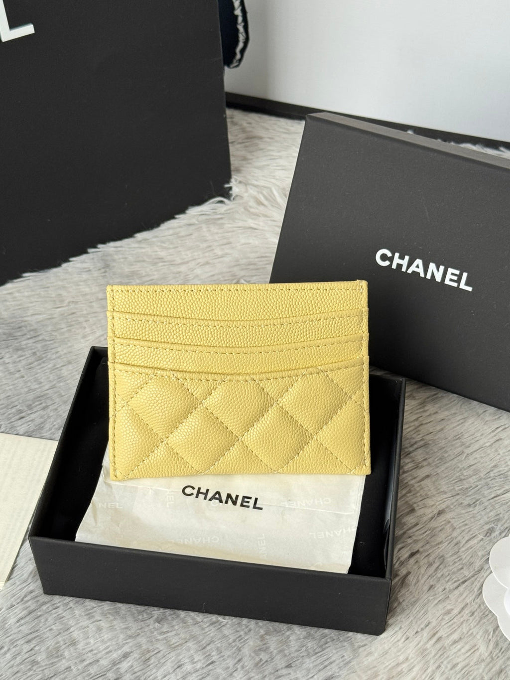 CHANEL 25S CARD HOLDER 11 IN YELLOW CAVIAR GOLD HARDWARE
