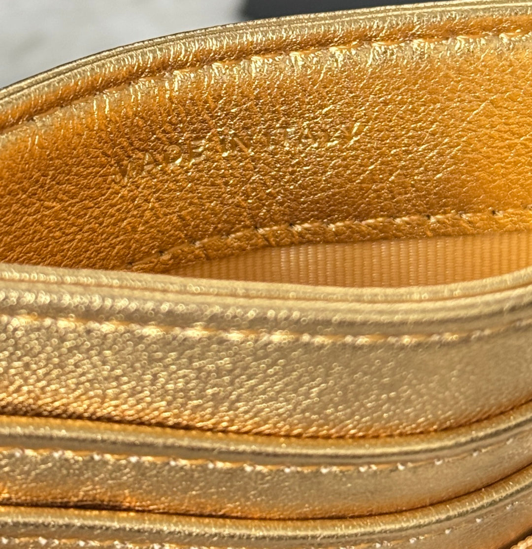 CHANEL 25S CARD HOLDER 11 IN GOLD LAMBSKIN GOLD HARDWARE