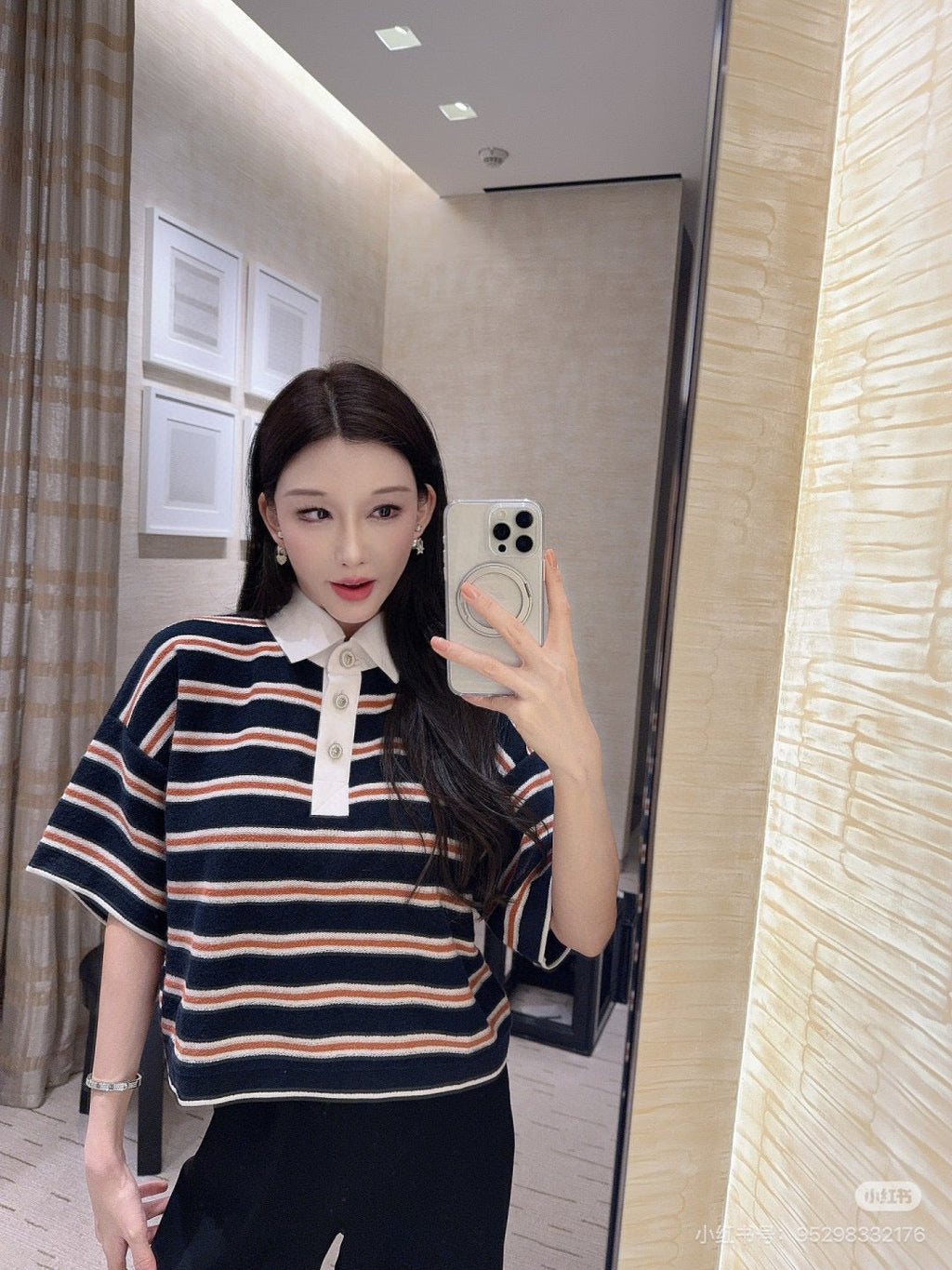 CHANEL 25S SHORT-SLEEVE STRIPED SHIRT 598