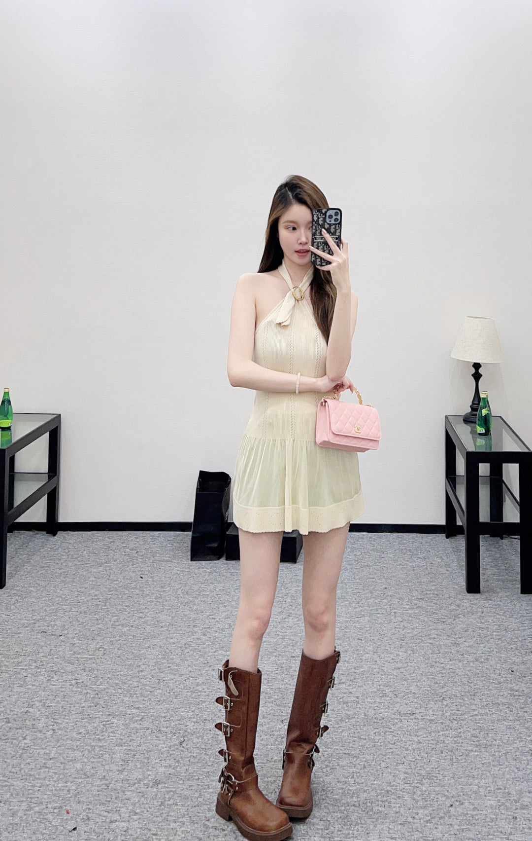 CHANEL 25S KNITTED HALTER TANK TOP 604