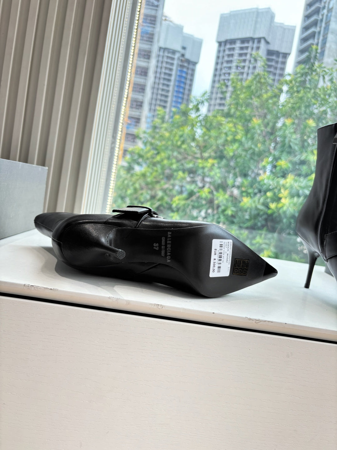 BALENCIAGA 25S ANKLE BOOTS WITH ZIPPER IN BLACK COW LEATHER SILVER HARDWARE