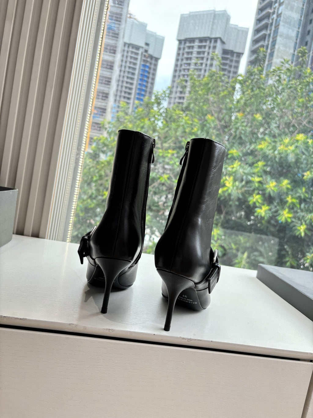 BALENCIAGA 25S ANKLE BOOTS WITH ZIPPER IN BLACK COW LEATHER SILVER HARDWARE