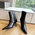 BALENCIAGA 25S ANKLE BOOTS WITH ZIPPER IN BLACK COW LEATHER SILVER HARDWARE