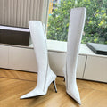BALENCIAGA 25S HIGH BOOTS WITH ZIPPER IN WHITE COW LEATHER