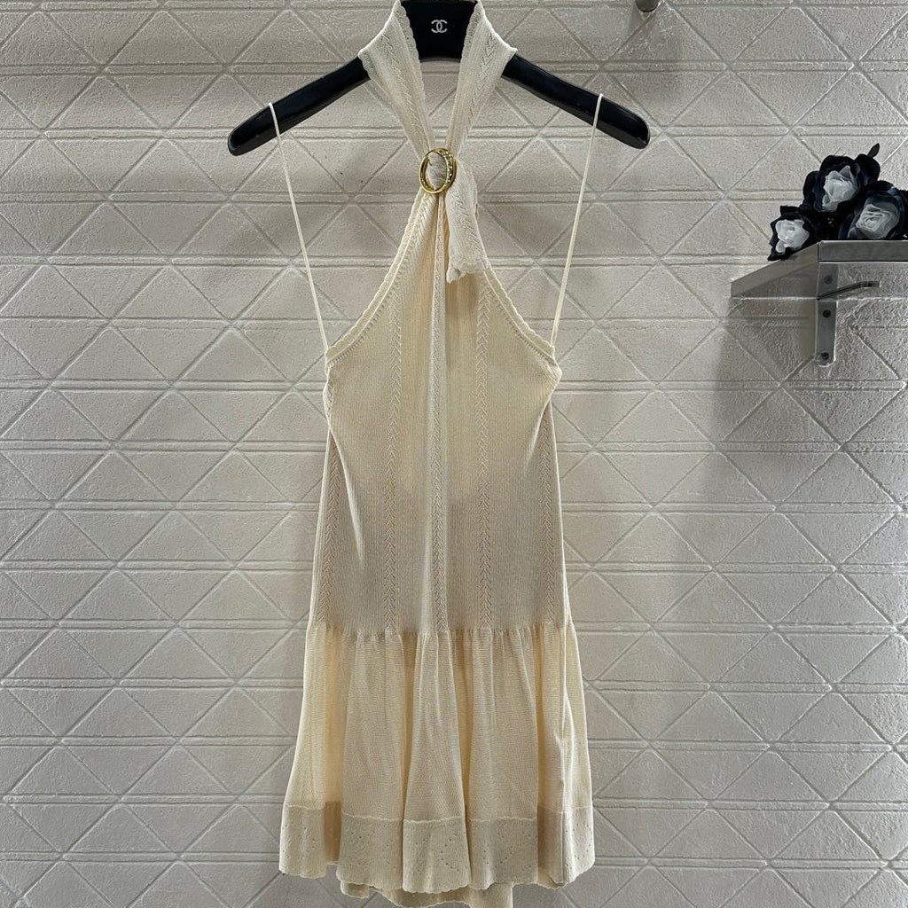 CHANEL 25S KNITTED HALTER TANK TOP 604