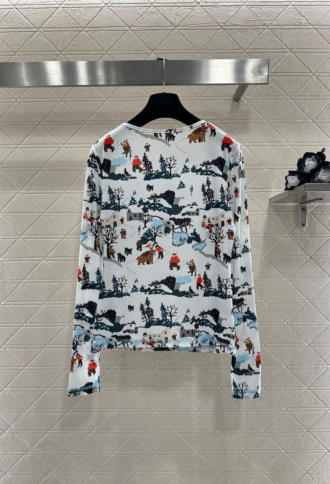 CHANEL 25S PRINTED ROUND-NECK T-SHIRT 605