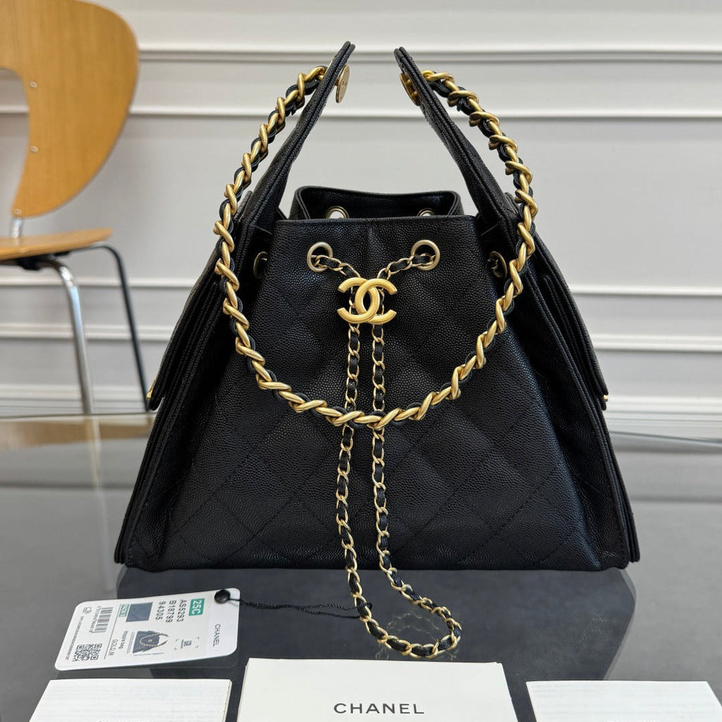 CHANEL 25S HOBO BAG 30 IN BLACK CAVIAR