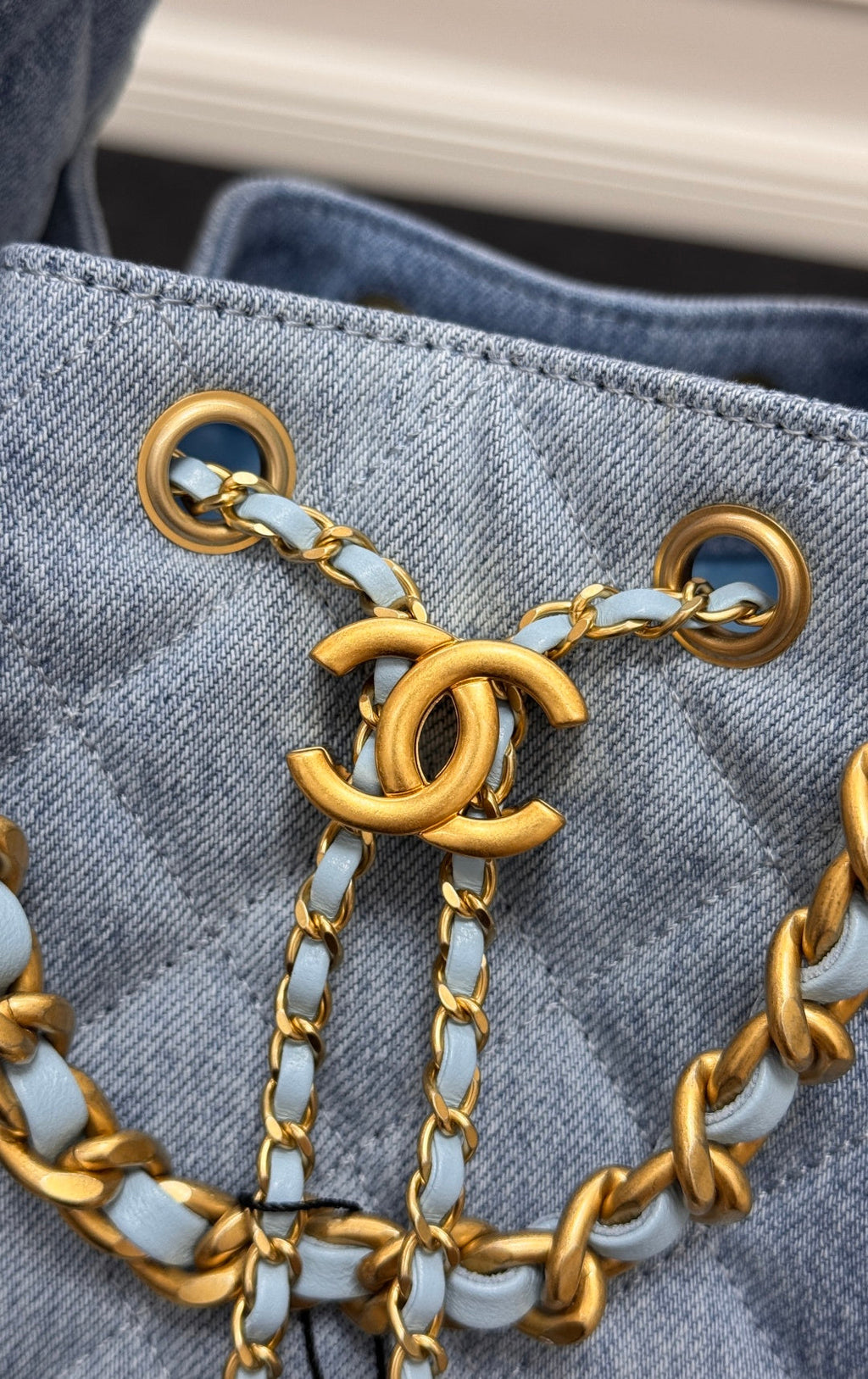 CHANEL 25S HOBO BAG 30 IN BLUE DENIM WITH GOLD HARDWARE